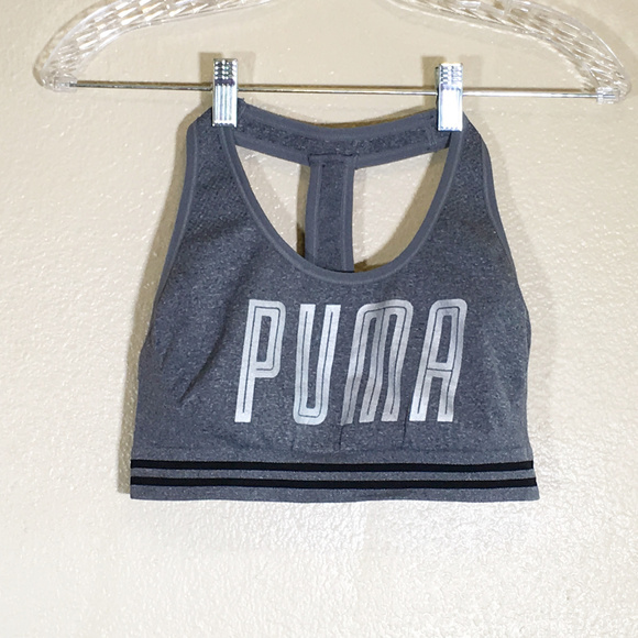 Puma | Intimates & Sleepwear | Puma Logo Gray Sports Bra M | Poshmark